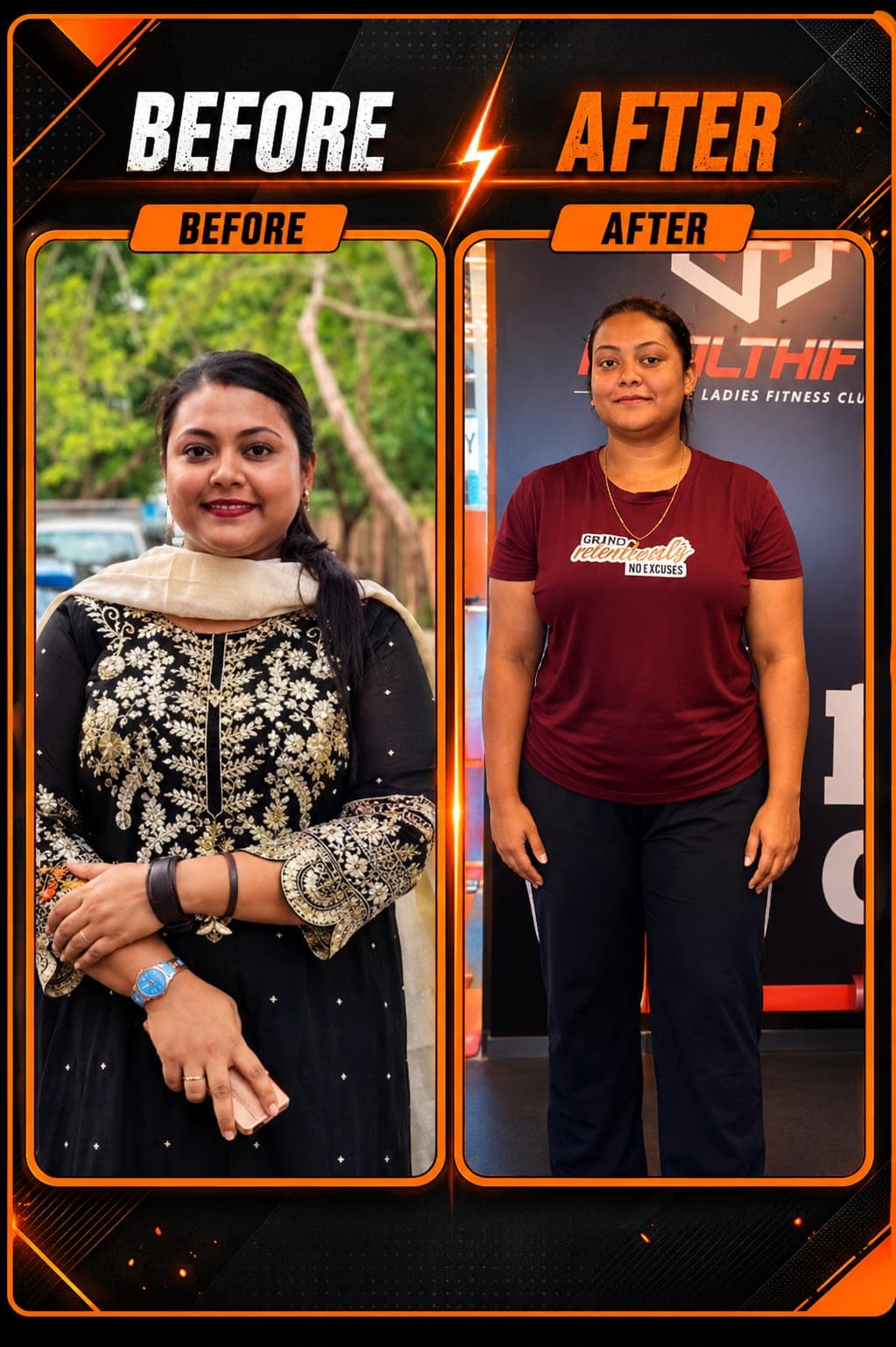 Nikita’s fitness transformation after training at Healthify gym in Sri Vijaya Puram